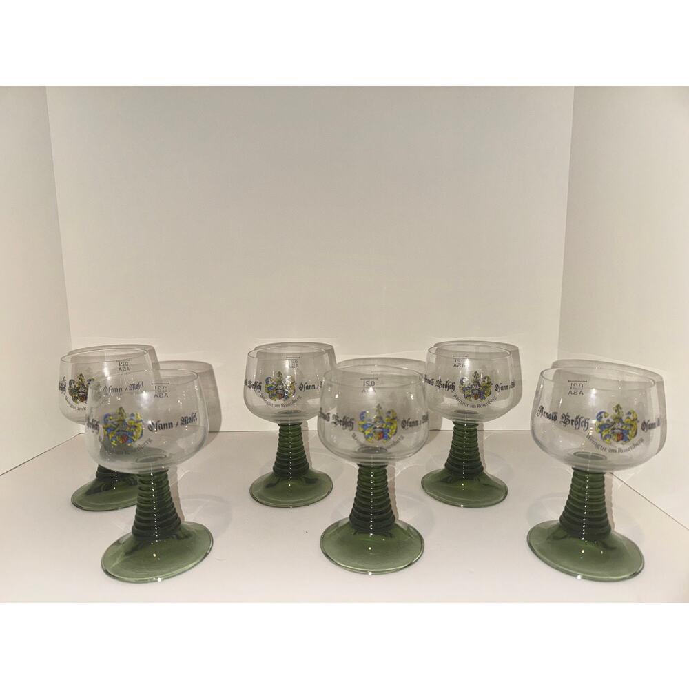 Vintage Schott Zwiesel green beehive Arnold Brősch Wine Rummers Glasses Set of 6